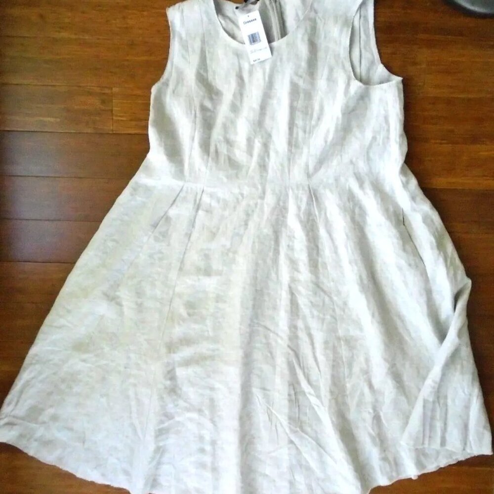 LAFAYETTTE 148 NEW YORK FLAX LINEN SLEEVELESS A-LINE DRESS SIZE 18 NEW TAGS